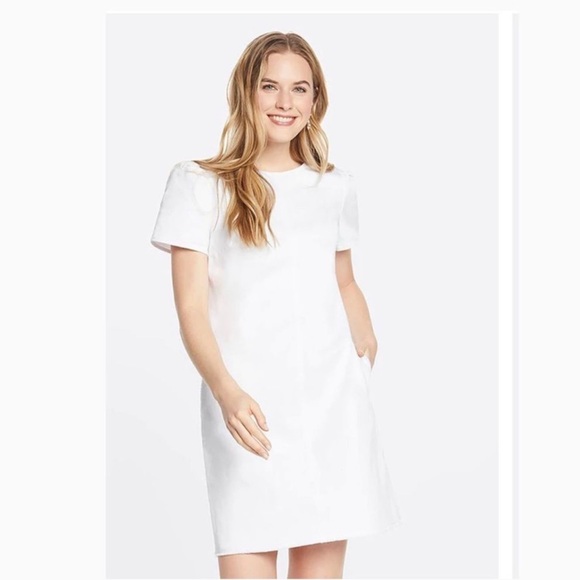 Draper James Dresses & Skirts - Draper James White Denim Puff Sleeve Shift Dress